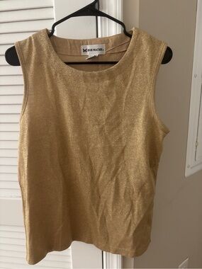 Bob Mackie Womens Gold Metallic Knit Sleeveless Shell Top Size S RN 85604